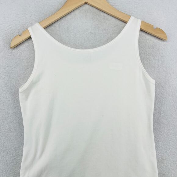 EILEEN FISHER Tank Top PS Petite Stretch Organic Cotton Scoop Neck Off White USA - Picture 4 of 12